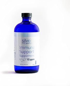 Silver Biotics Multivalent SilverSol Technology Ag4O4 10 PPM Immune Support | Bio-Hacking Immune Building Natural Support 16 Fl Oz Glass Bottle