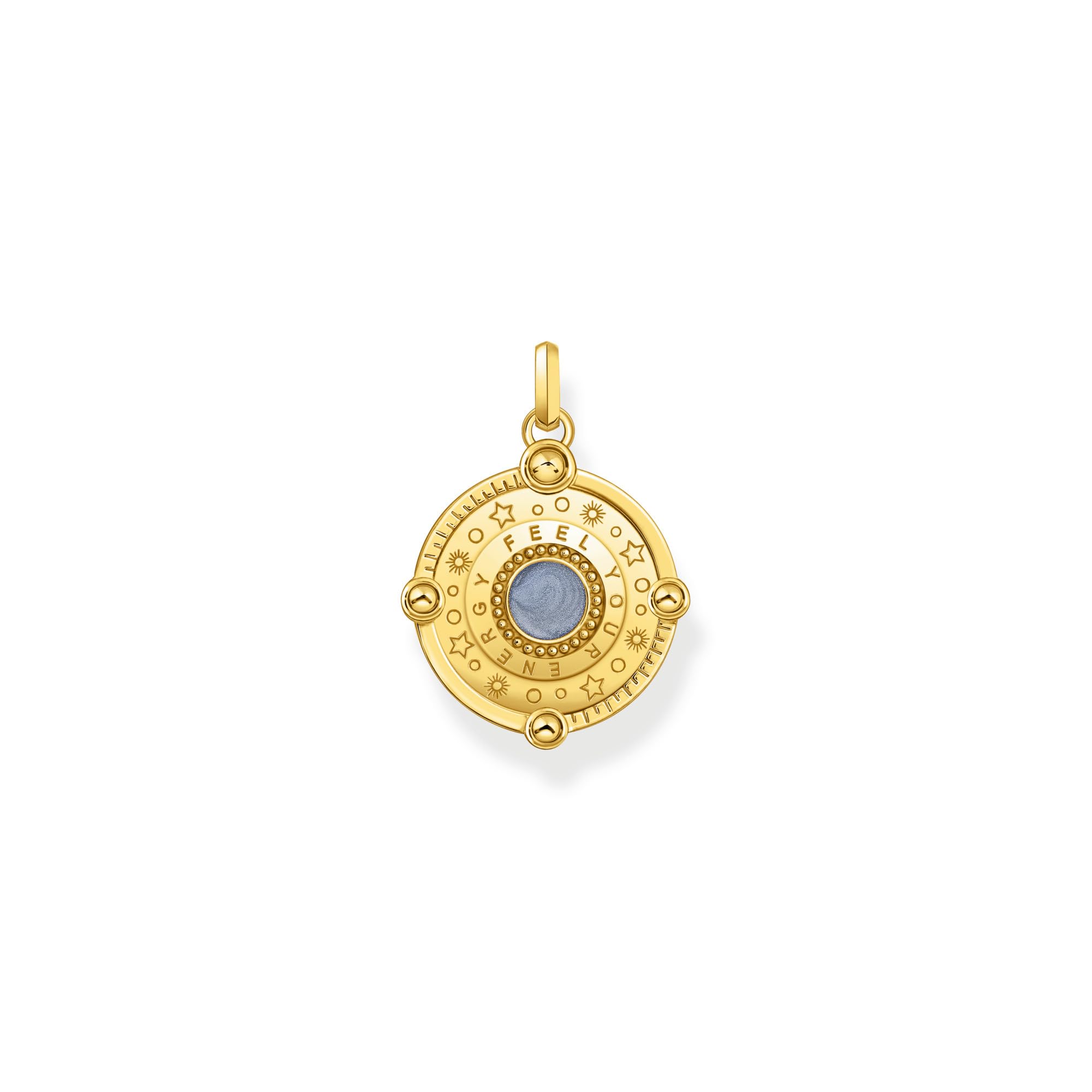 THOMAS SABO Kettenanhänger blau mit Sonne und bunten Steinen vergoldet 925 Sterlingsilber, 750 Gelbgold Vergoldung, Kaltemail
