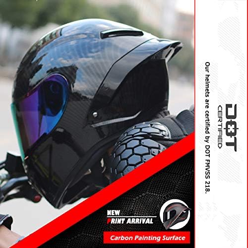 Miniatura 6 de Casco de motocicleta de cara completa, unisex, para adultos, todoterreno, motocicleta, calle, ATV, casco de cristal, negro, aprobado por DOT
