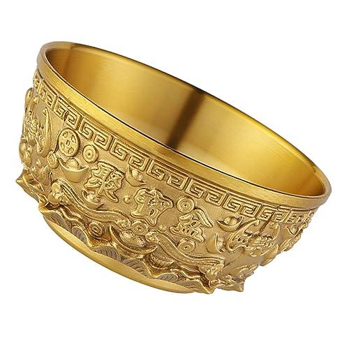 Yardwe Cuenca del Chino Recipiente Quemador De Incienso Cuenco del Templo Buen Cuenco De La Suerte Tazón De Adoración Bote De Manchas Familiar Oficina Latón Tazón De Dulces