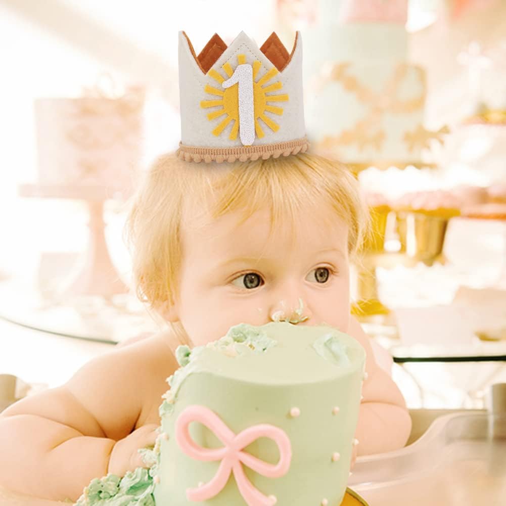 Boho Sunshine Birthday Crown Hat - Little Girl's First Birthday Outfit