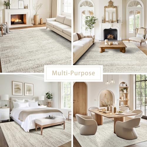 Washable Rugs 5x7 Area Rugs for Living Room,Rugs for Bedroom, Large Carpets,Ultra Soft Faux Wool Retro Dining Room Rug,Non Slip&Non-Shedding Low Pile Vintage Print Rug for Home Office Decor