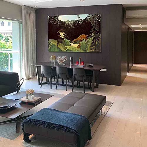 "Scout aangevallen door een tijger" door Henri Rousseau Schilderij Canvasafdrukken Voor Muur Foto's Thuis Woonkamer Decoratie Moderne Keuken Muurkunst voor Slaapkamer (70x100cm, niet ingelijst) - Image 5