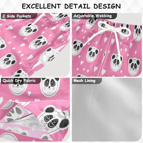 Swim Clothes for Boys, Baby Swim Trunks 2t, Cute Panda Faces Pink3