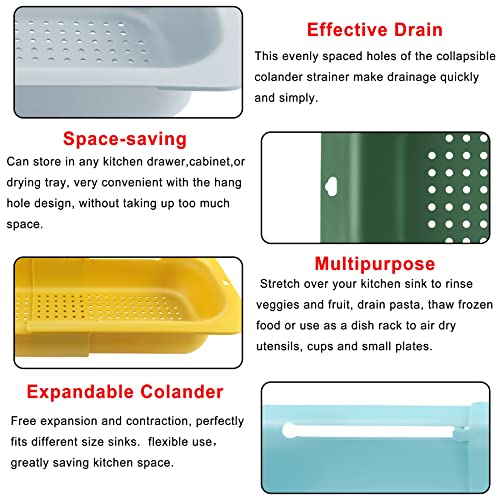 2 Pack Over The Sink Colander Strainer For Kitchen, Sink Strainer Basket Wash Fruits And Vegetables, Extendable Food Strainers And Colanders, Muzpz Pasta Strainer Kitchen Gadgets Home Essentials(Grey) #TOP4