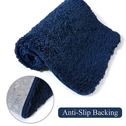 Bath Rug Cosy Homeer 40X24 Inch,Non-Slip Soft Thickness Shaggy Water Absorbent Bathroom Carpet,Machine Washable Rectangular Runner Area Rug Mats For Floor Kitchen(Navy Blue) #TOP2