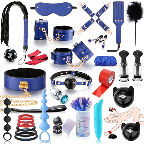 Sex Bondage BDSM Restraints Sex Toys 34 Pcs Set Bondaged Adult Kit with Handcuffs and Sex Games for Couples Women and Men
