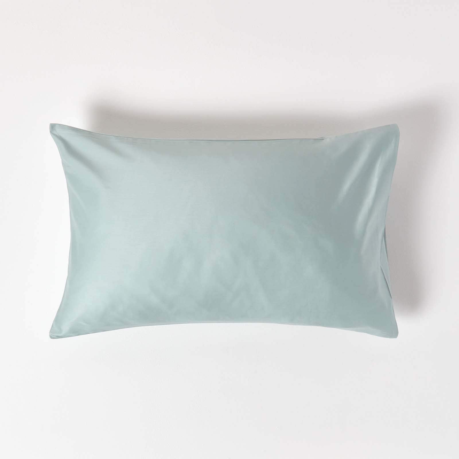 Homescapes Duck Egg Blue Sateen Cotton Housewife Pillowcase 400 Tc In