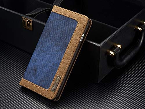 Image of ClickCase Iconic Series for Realme Narzo 20 pro Soft Canvas Denim Cloth Leather Wallet Flip Case Kick Stand with Magnetic Closure Flip Cover for Realme Narzo 20 pro (Blue & Beige)