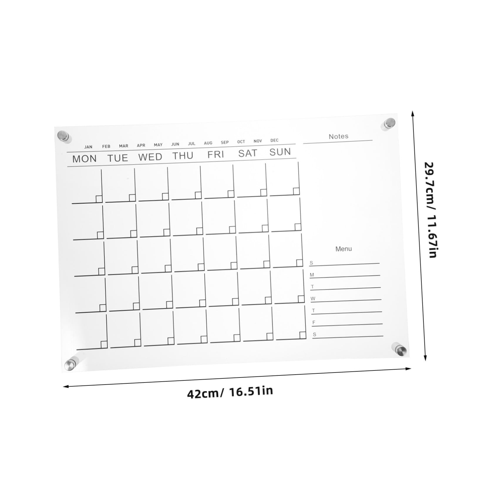 Hemobllo Calendario Acrilico Da Parete Cancellabile Planner Memo Acrilico Per Casa Lavagna Per Messaggi Agenda Mensile Da Parete Planner Settimanale Minimalista