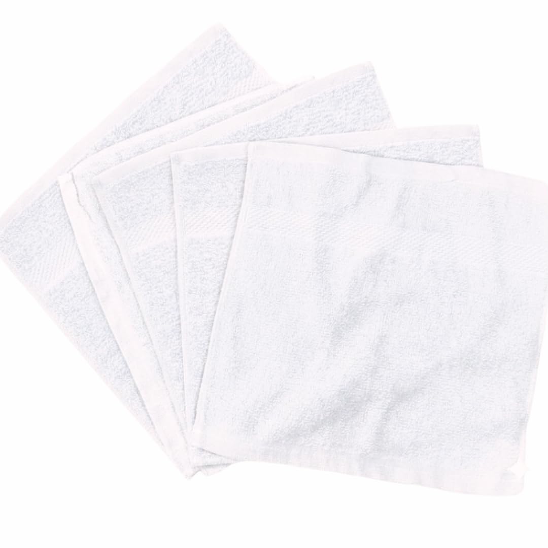 Diamond Tex Pack of 6, 12, 24, 36, 48, 96 Face Cloth 100% Egyptian Cotton Soft Flannels Set Quick Absorbent Washcloth 500-GSM Gym, Golf Hand Wash Towels 30x30cm (White, 12) โ image 1