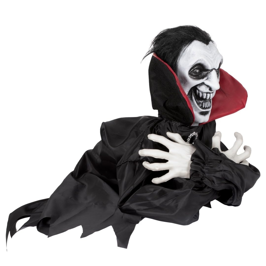 P'tit Clown - 24093 - Springender Halloween-Vampir Automat – Animierte Deko mit Sound & Licht – Batteriebetrieben (3xAAA Nicht enthalten) – 40 cm