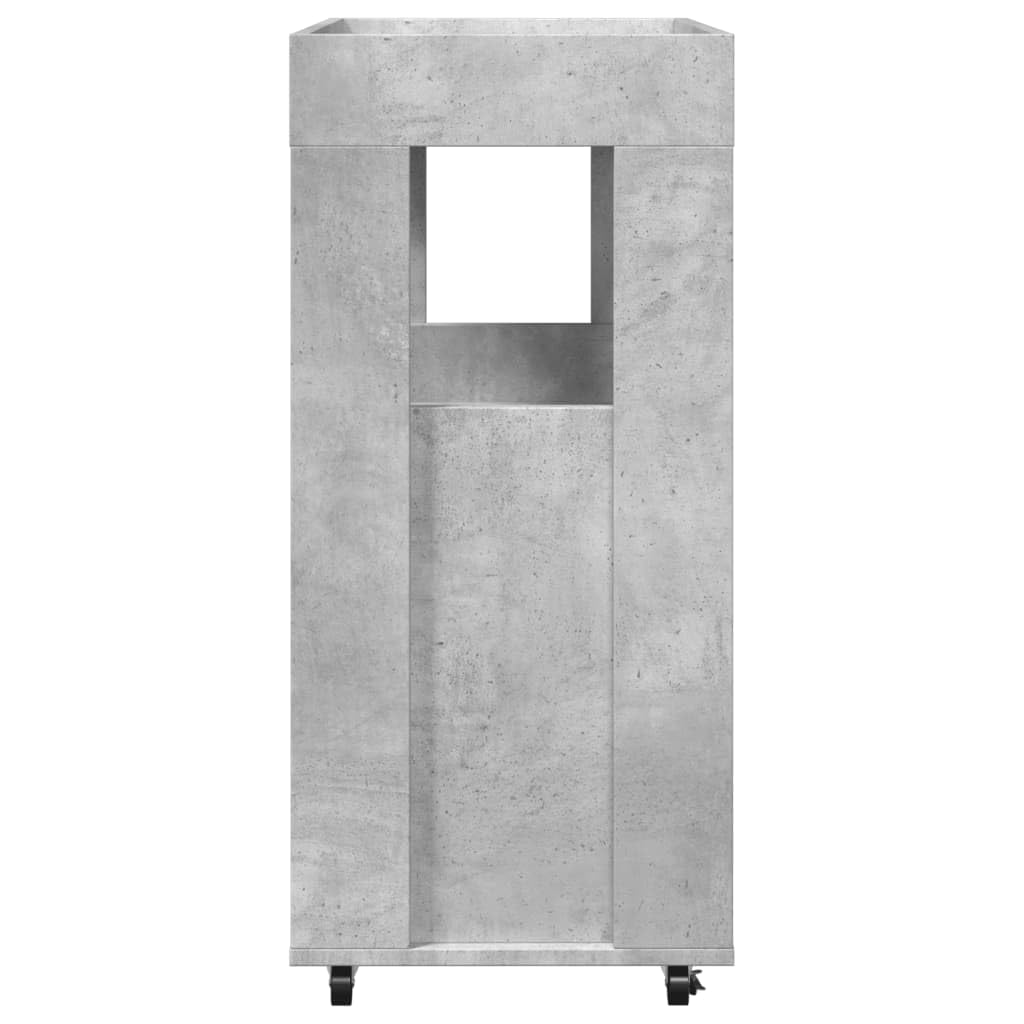 Carro de bar gris hormigón 60 x 39,5 x 89 cm moderno carrito de servicio con ruedas carrito de cocina de madera con 2 estantes para cocina, comedor y salón, carrito auxiliar para bebidas