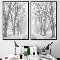 2 Piece Framed Canvas Wall Art Rustic Woods Canvas Prints Home Artwork Decoration for Living Room,Bedroom - 16