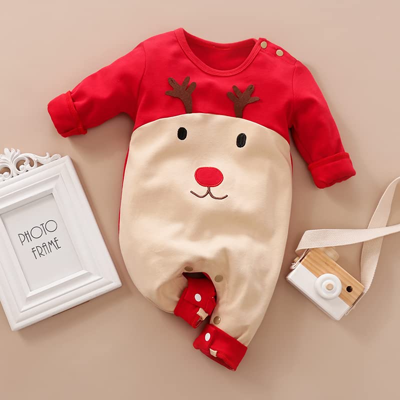 Hifot Pagliaccetto Neonato per Natale, Bambino Ragazze Ragazzi My First Christmas Costume Babbo Natale Bambino 0-18 Mesi Regalo Natale