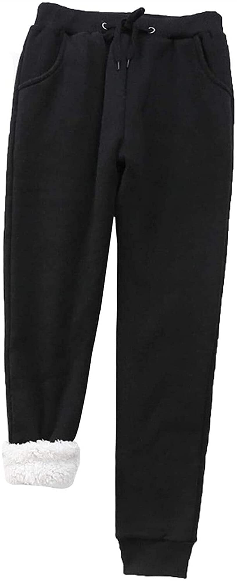Pantalons De Survêtement pour Femmes avec Intérieur en Polaire Leggings Thermiques Chauds d'hiver Pantalons Survêtement Doublés Pantalons De Sport Pantalons Randonnée en Plein Air Jogging(Black,XL)
