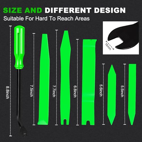 Image of 14PCS Auto Trim Removal Tool kit, Car Clip Removal Tools Kit No Scratch Plastic Pry Tool Door Panel Rivet Pliers Tool Kit,Interior Fastener Puller Set for Vehicle Dash Radio Audio Installer Green