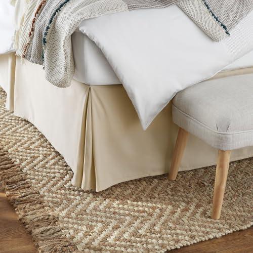 Image of Amazon Basics Lightweight Pleated Bed Skirt, Machine Washable, Wrinkle Resistant, King, Beige, (Pack of 8)