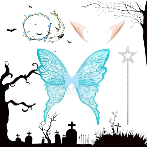 Demsyeq Disfraz de de para cosplay, alas de disfraz de para Halloween, accesorios de vestir con y orejas para novia, niñas, adultos, hermanas y adolescentes