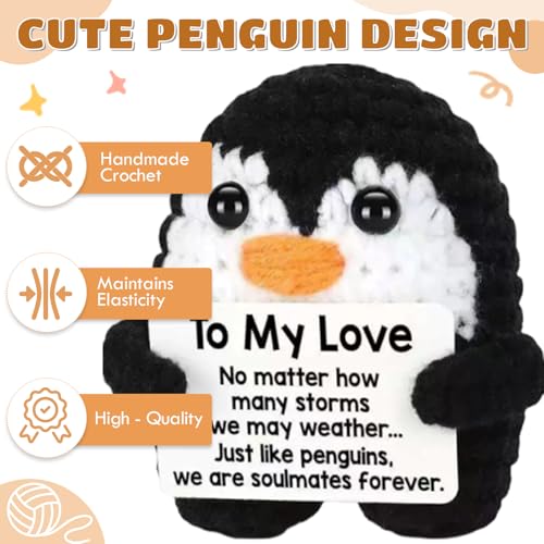 Image of Handmade Crochet Penguin Toy | Cute Desk Decor with to My Love Card | Romantic Emotional Support Crochet Doll | Perfect Love Gifts for Woman and Men