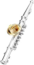 Agatige Musical Instrument Brooch Pin Mini Flute Shaped Musical Instrument Brooch Accessory for Musical Gift Birthday Gifts Collection(Silver)
