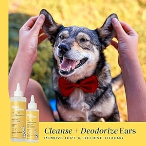 Essential Ear Cleanser – Dog Ear Cleaner – Soothes & Protects Pet Ears – Dog Grooming – Remove Wax & Deodorize – Aloe, Chamomile, Glycerin, Glycolic Acid – Ear Wellness for Dogs – 8oz