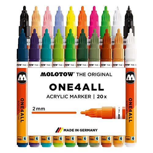 Molotow – One4All – Marqueur acrylique Boîte à crayons Main-Kit 2. Lot de 20 beige