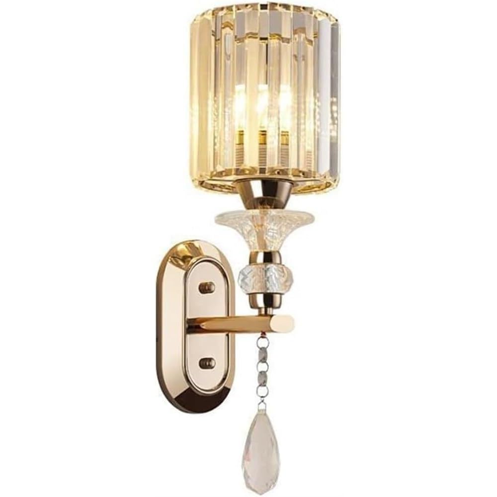 SMCCYYSD Modern Crystal Wall Sconce - Hardwired Vintage Light Fixture, Rustic Farmhouse Mounted Lamp for Bedroom, Living Room & Dining Decor