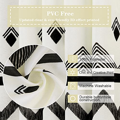 Uphome Boho Shower Curtain Light Beige Fabric Geometric Tribal Bathroom Curtain Set With Hooks Modern Ethnic Bohemian Bath Curtain,Upgraded 160Gsm Heavy Duty, 72X72 #TOP1