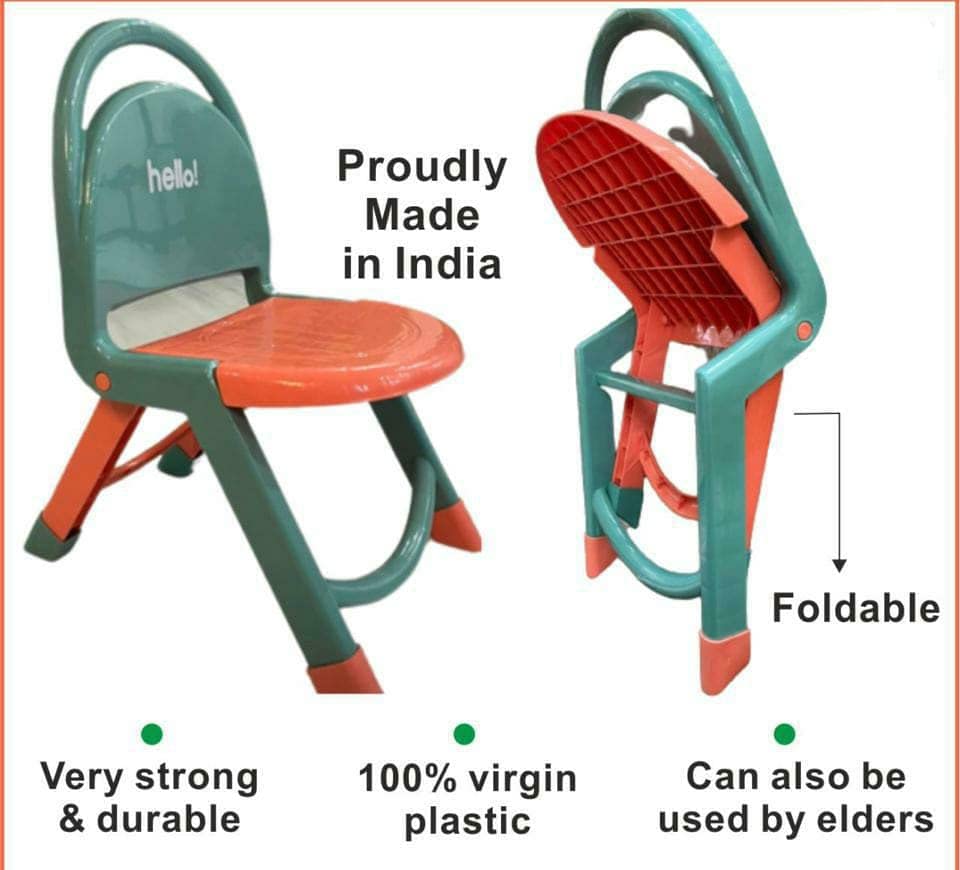 Nabhya Sturdy Kids Foldable Chair with Back Support Strong and Durable Plastic Chair for Kids(Weight Capacity 80 Kg Can Be Use by Adult Also) (Orange) 1
