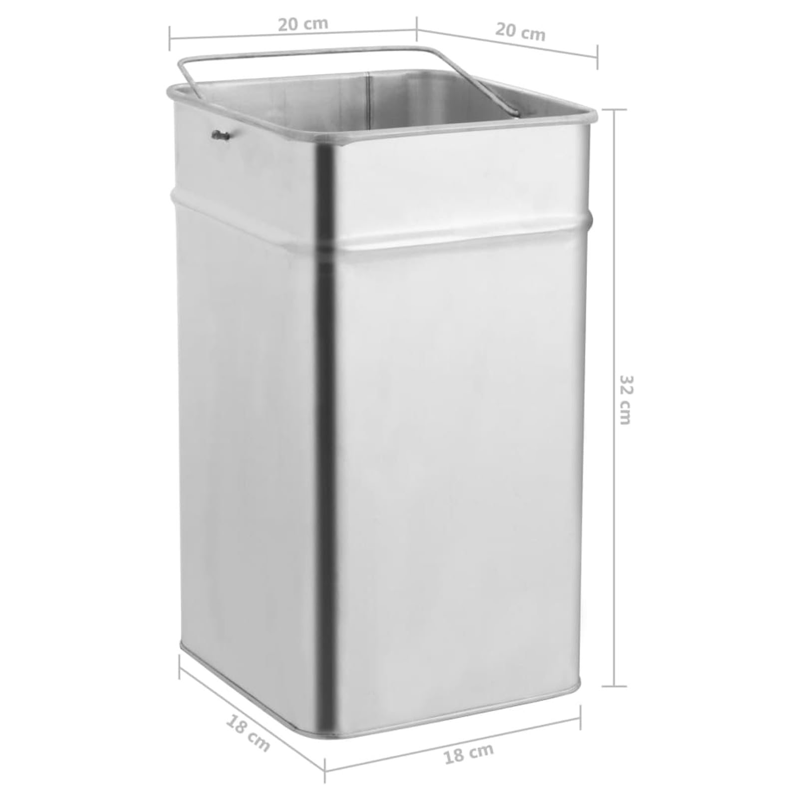 Juego de 2 cubos de basura de 30 litros con cenicero, cenicero de pie, para exterior, cubo de basura extraíble de acero inoxidable, rectangular (negro, 2 unidades, 24 x 24 x 60 cm)