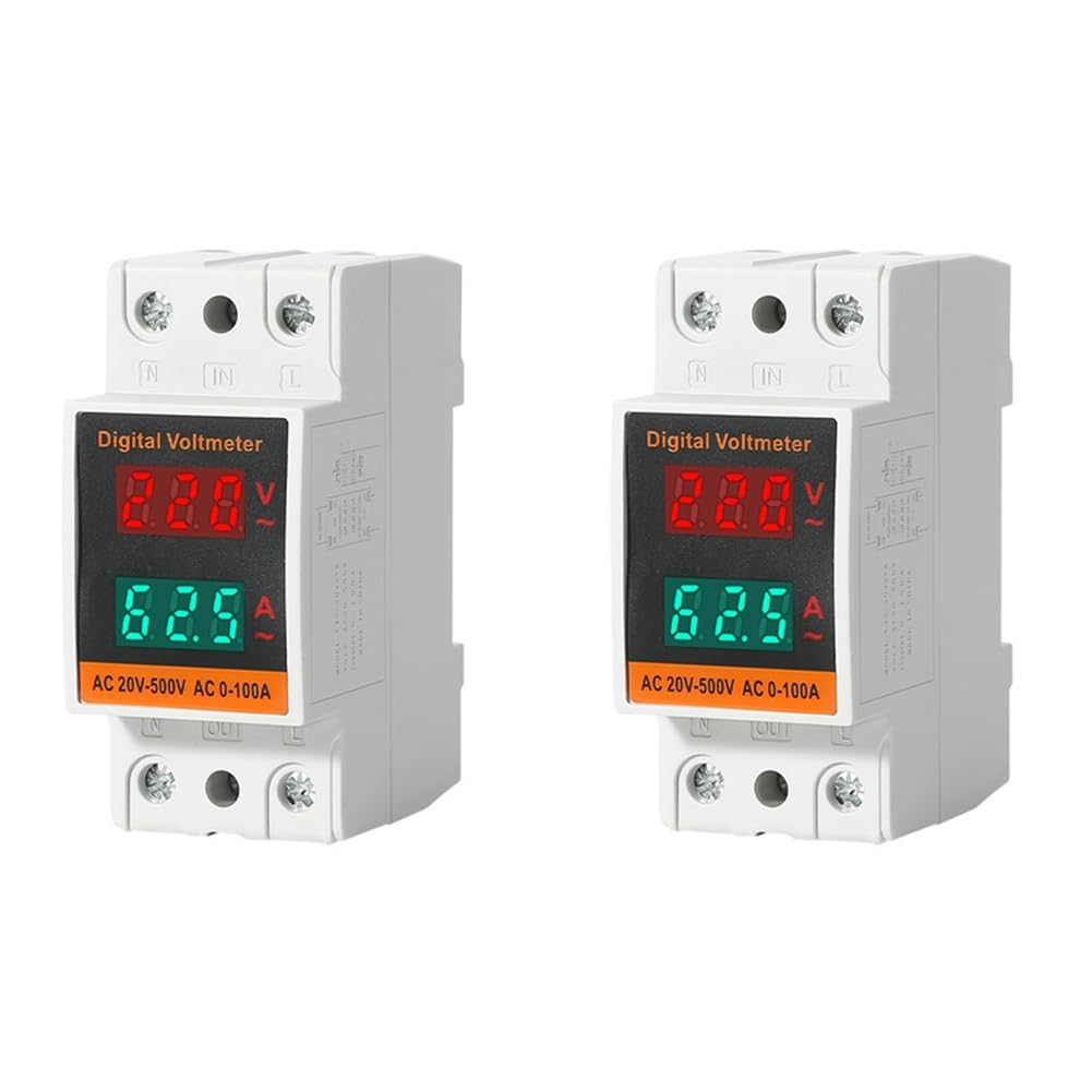 Littimoon 35MM Din Rail Digital Voltmeter with HD Led Display Ammeter Ammeter Electricity Meter AC 50-500V 100A