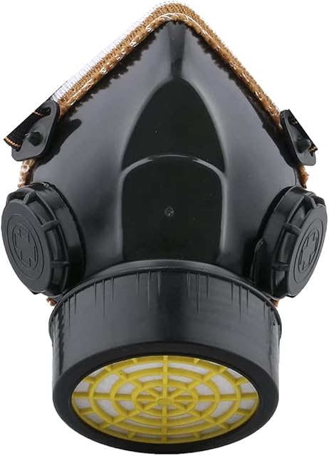 Dricar Gas Mask, Reusable Anti-Dust Masks Respirators, Industrial Chemical Face Protector Spray Paint Mask with Filter for Painting, Particulate, Machine Polishing, Welding (Black)