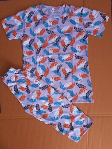 Image of Girls Pure Cotton Casual Round neck regular feet Multi Color Girls night dress Half Sleeve set of 3 pcs