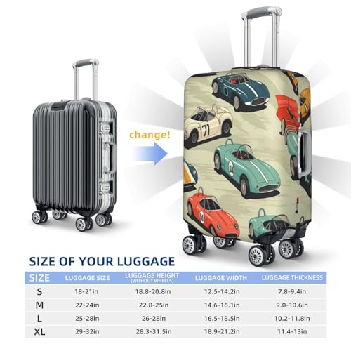 Travel Luggage Cover Elastic Suitcase Protector Washable Baggage Covers Fit For 22-24 Inch Luggage Vintage Cute Cartoon Car Suitcase Cover M4