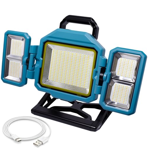 OUSIDE Foco de Trabajo con Batería con Capacidad de 16500 mAh, 20000 lm, 4 Modos de Luz, Regulación de Brillo, 752 LEDes para Taller, Mantenimiento y Obras