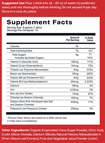 No Days Wasted Hydration Replenisher 15 Count - Electrolyte Powder Drink Mix - Cherry Pomegranate - Sodium And Potassium For Rehydrating Plus Vitamins For Support (15 Count) #TOP4