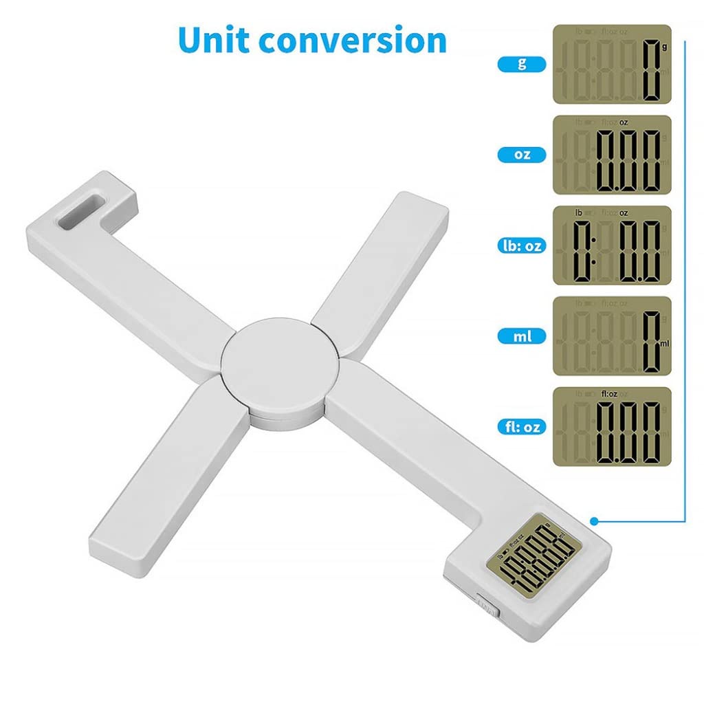 JFDBGU Folding Scale Accurate Digital Food Measuring Weight Tool With LCD Display Portable Gadget(White)