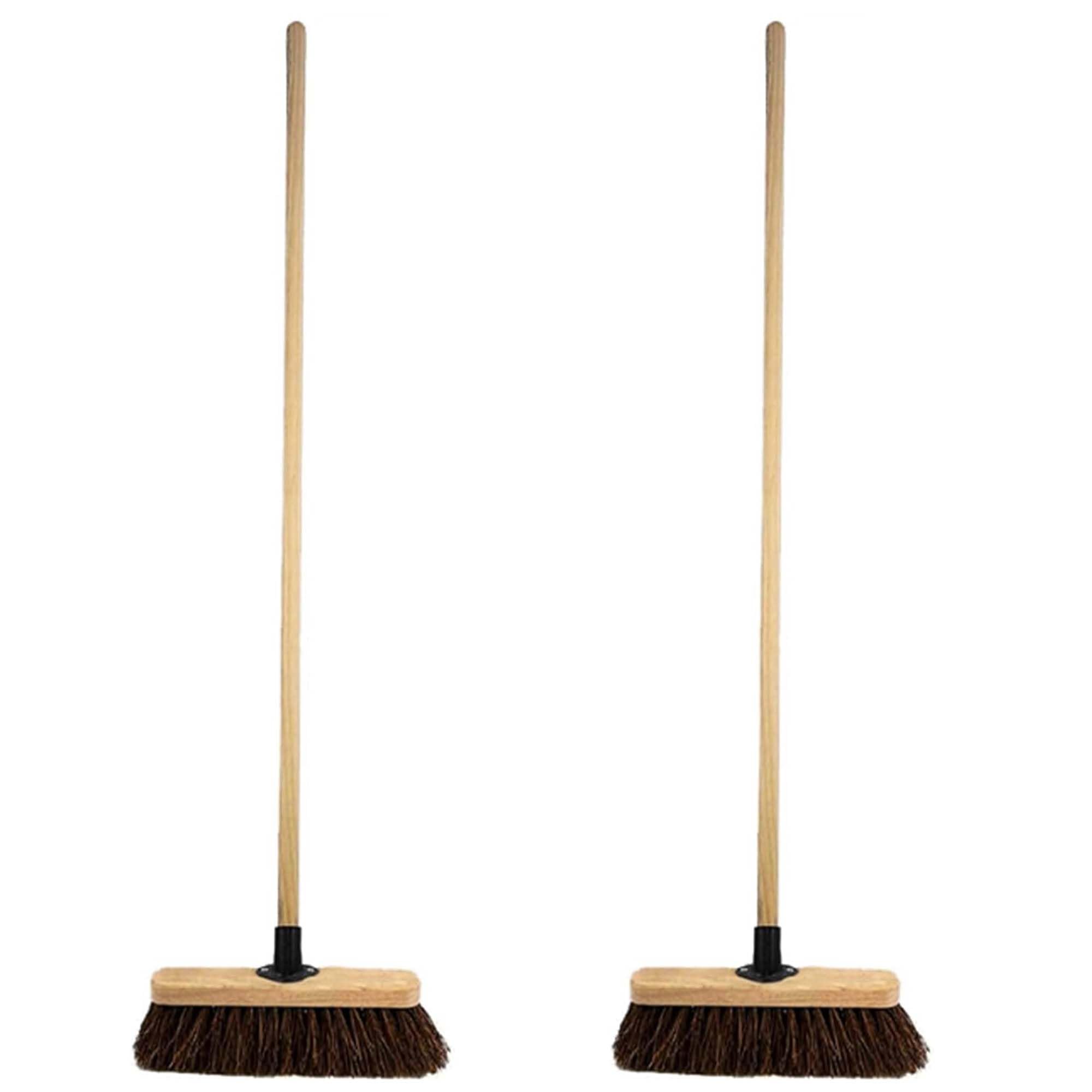 PEBBLE HUG 10" Wooden Broom with Wooden Handle, Comfortable Use, Effortless Indoor and Outdoor Cleaning, Long-Lasting Durability, Lightweight, Perfect For Home, Kitchen, Garage, Office (Pack of 2)