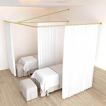 Corner Room Divider, Privacy Partition Curtains Rod, U-Shape Long Support Rod Room Divider Track, Metal Support Wall Mounted Curtains for Beauty Salon,B