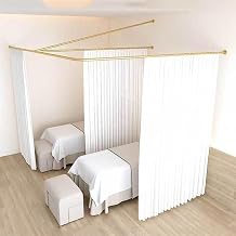 Corner Room Divider, Privacy Partition Curtains Rod, U-Shape Long Support Rod Room Divider Track, Metal Support Wall Mounted Curtains for Beauty Salon,B