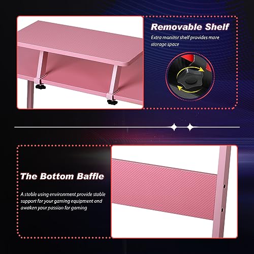 Image of PayLessHere L Shaped Gaming Desk Corner Desk Computer Desk with Large Desktop Studying and Working and Gaming for Home and Work Place,Pink