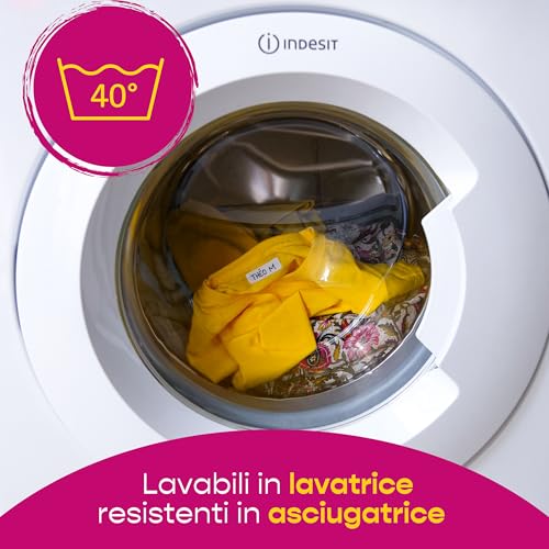 Avery Italia ETVET36X2PEN Etichette Per Tessuti No Iron Bianche 45X13Mm + Pennarello Permanente, 18 Etichette Per Foglio, Adesivo Permanente, Scrivibili A Mano, Confezione Da 4 Fogli - 8