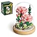 Flower Bouquets Building Sets, Pink Rose Bonsai Tree Botanical Collection with Display Case, Mini Gift Kits for Adults Teens 12+ Girls Women (675Pcs Micro Blocks)