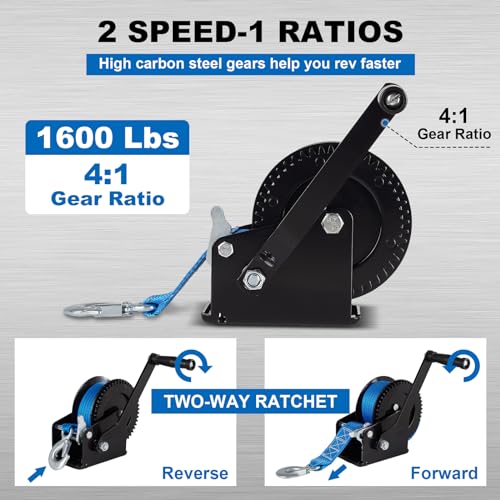 Scuange BL-1600 Trailer Boat Winch 1600 Lbs Heavy Duty Hand Crank Winch thumb #4