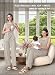 Rnxrbb Nursing Pajamas Gown Set for Women Breastfeeding Postpartum Pajama Maternity Pj for Hospital 3 PCS,Beige M