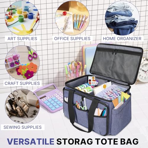 Image of ORKELS Craft Supplies Organizer Bag, Portable Storage Tote for Scrapbooking, Sewing, Knitting, Journaling, Art Projects & Teacher Supplies, Multi-Pocket Carrying Case