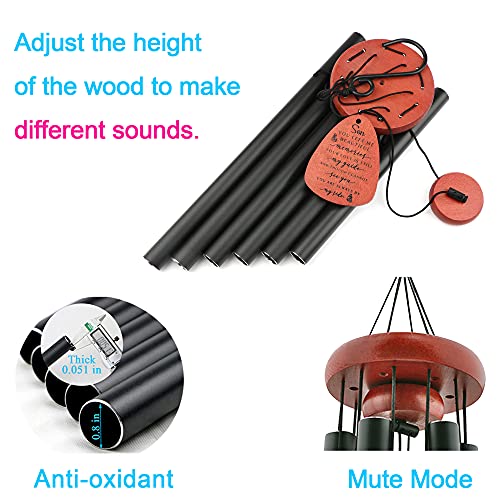 Image of Memgift Memorial Wind Chime for Loss of Son - Outdoor Sympathy Gift for Bereavement - 32 Inch Remembrance Chime - Garden, Patio & Yard Wind Chimes for Loved One