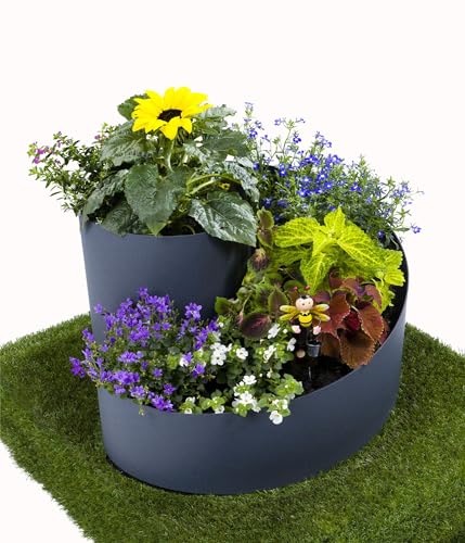 Jardinion Espiral de Hierbas Espiral de Plantas Espiral de Especias 35cmx55cm Gris, Cama, jardín de Hierbas, Torre de Hierbas, decoración de jardín, Escalera de Flores, Cama elevada