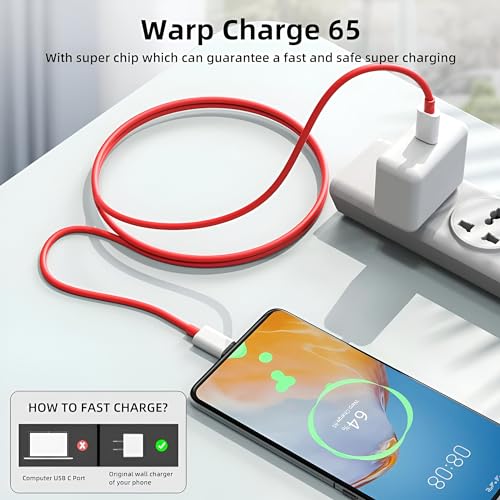 Image of Oneplus Original Type C to C Cable 65W Dash,Warp,SuperVooc Charging Data Cable Type-C [10V /6.5A] Compatible with OnePlus 11 /11R 5G /10R /10T /9 /9R /9 Pro /9RT /8T Nord, USB-C Charger Adapter Cord